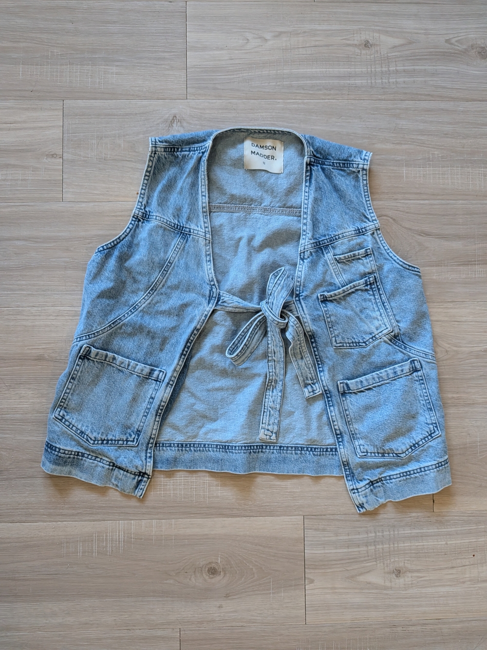 Damson Madder Light Wash Denim Utility Vest - Women's Light Blue